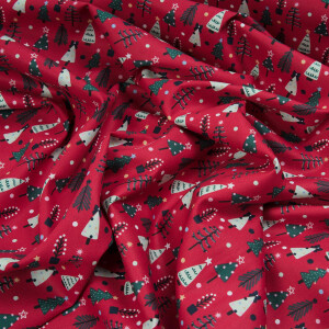 POPLIN CHRISTMAS TREE RED
