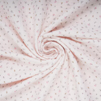 ORGANIC DOUBLE GAUZE AIRY FLOWERS LIGHT ROSE
