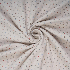 ORGANIC DOUBLE GAUZE AIRY FLOWERS LIGHT SAND