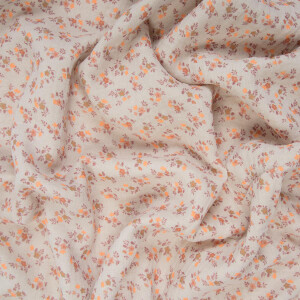 ORGANIC DOUBLE GAUZE ORANGE NEON FLOWERS