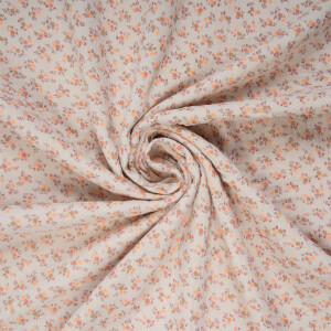 ORGANIC DOUBLE GAUZE ORANGE NEON FLOWERS