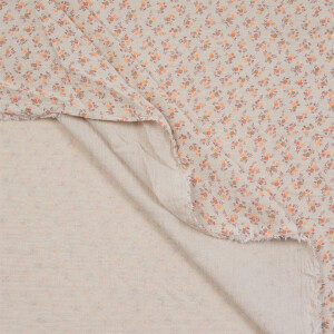 ORGANIC DOUBLE GAUZE ORANGE NEON FLOWERS