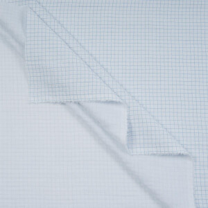 ORGANIC DOUBLE GAUZE SMALL GRID BLUE