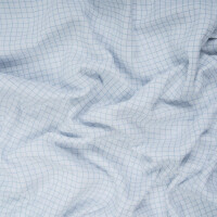 ORGANIC DOUBLE GAUZE SMALL GRID BLUE