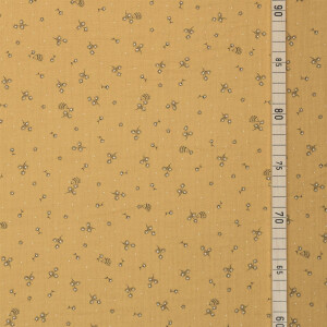 ORGANIC DOUBLE GAUZE HEDGEHOG AND FLOWERS MUSTARD
