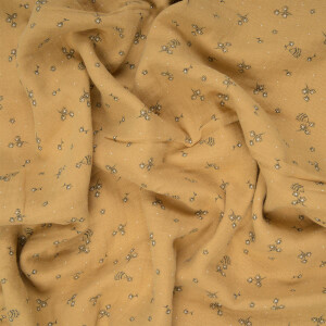 ORGANIC DOUBLE GAUZE HEDGEHOG AND FLOWERS MUSTARD