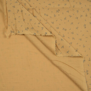 ORGANIC DOUBLE GAUZE HEDGEHOG AND FLOWERS MUSTARD