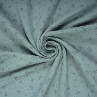 ORGANIC DOUBLE GAUZE HEDGEHOG AND FLOWERS SEA BLUE