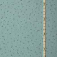 ORGANIC DOUBLE GAUZE HEDGEHOG AND FLOWERS SEA BLUE