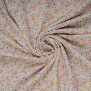 ORGANIC DOUBLE GAUZE COTTAGE BOUQUET TAUPE