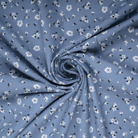 ORGANIC COTTON WHITE FLOWERS BLUE