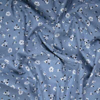 ORGANIC COTTON WHITE FLOWERS BLUE