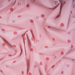 MICRO CORDUROY PINK RETRO FLOWERS