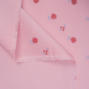 MICRO CORDUROY PINK RETRO FLOWERS