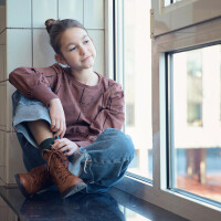 FRENCH TERRY CAROUSEL HORSE TIRAMISU BROWN