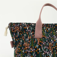 CANVAS GABARDINE TWILL TINY FLOWERS BLACK