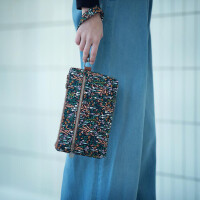 CANVAS GABARDINE TWILL TINY FLOWERS BLACK