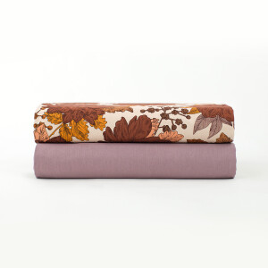 CANVAS GABARDINE TWILL PEONIES ALMOND PEACH GRAY