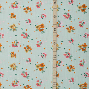 WAFFLE JERSEY FLOWERS LIGHT MINT