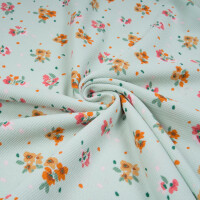 WAFFLE JERSEY FLOWERS LIGHT MINT