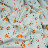 WAFFLE JERSEY FLOWERS LIGHT MINT