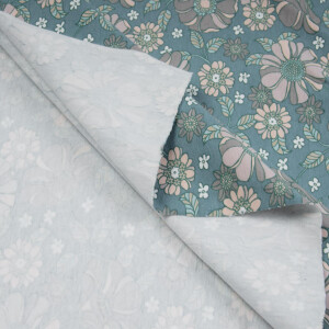 JERSEY RETRO FLOWERS FADED TEAL