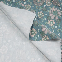 JERSEY RETRO FLOWERS FADED TEAL