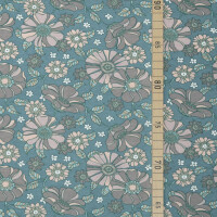 JERSEY RETRO FLOWERS FADED TEAL