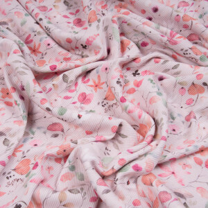 RIB JERSEY SPRING FLOWERS ROSE