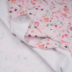 RIB JERSEY SPRING FLOWERS ROSE