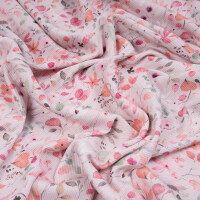 RIB JERSEY SPRING FLOWERS ROSE