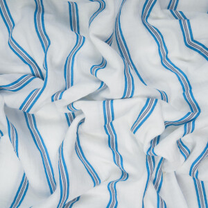 ORGANIC DOUBLE GAUZE BLUE STRIPES OFFWHITE