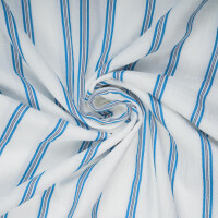ORGANIC DOUBLE GAUZE BLUE STRIPES OFFWHITE