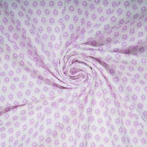 ORGANIC DOUBLE GAUZE LILAC FLOWERS OFFWHITE