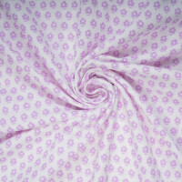 ORGANIC DOUBLE GAUZE LILAC FLOWERS OFFWHITE