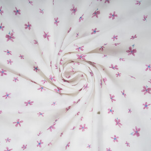 ORGANIC DOUBLE GAUZE PURPLE FLOWER WHITE