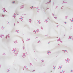 ORGANIC DOUBLE GAUZE PURPLE FLOWER WHITE