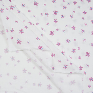 ORGANIC DOUBLE GAUZE PURPLE FLOWER WHITE