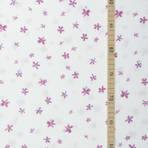 ORGANIC DOUBLE GAUZE PURPLE FLOWER WHITE