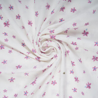 ORGANIC DOUBLE GAUZE PURPLE FLOWER WHITE