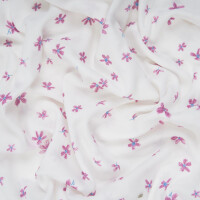 ORGANIC DOUBLE GAUZE PURPLE FLOWER WHITE