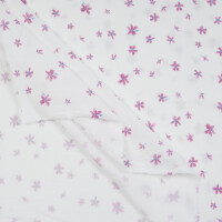 ORGANIC DOUBLE GAUZE PURPLE FLOWER WHITE