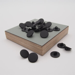 METALL BUTTON MATT BLACK 15 mm