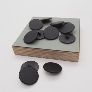 METALL BUTTON MATT BLACK 25 mm