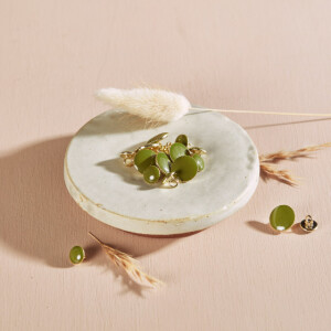 GEM BUTTON 9 MM MATCHA LEAF
