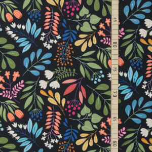 ORGANIC FRENCH TERRY HHL LEAVES BLACK