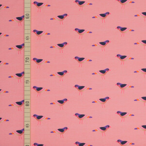 ORGANIC FRENCH TERRY HHL BIRDS ROSA SCURO