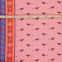 ORGANIC FRENCH TERRY HHL BIRDS ROSA SCURO