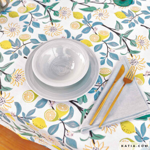CANVAS LEMONS AND FLOWERS ECRU