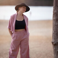 LINEN/VISCOSE SOLID ZEPHYR PINK